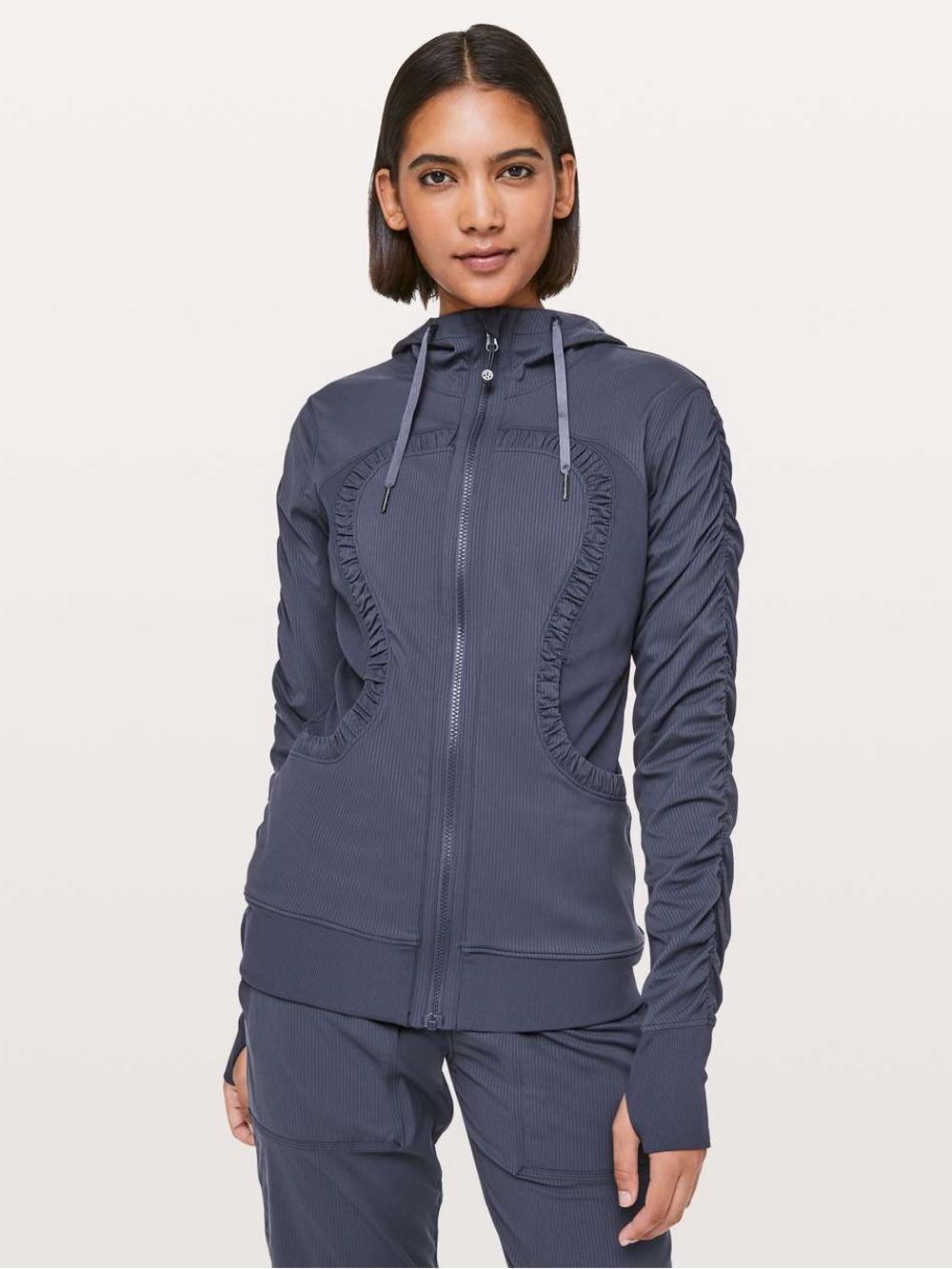 Lululemon Dance Studio Jacket III Cadet Blue Reversible Ruched Zip Jacket 8 M